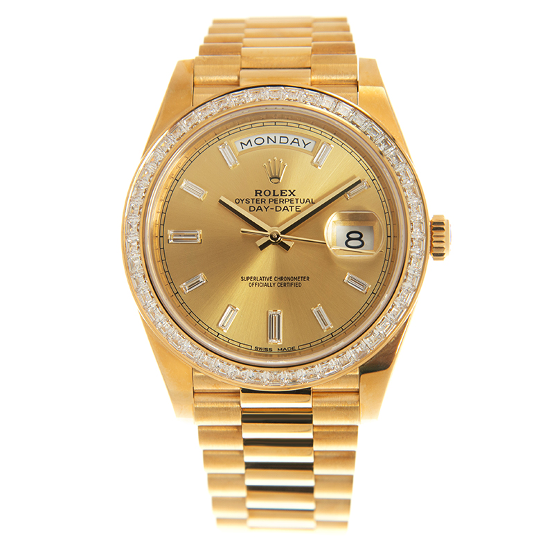 Rolex Day Date 40 Automatic Champagne Diamond Dial Men's 18kt