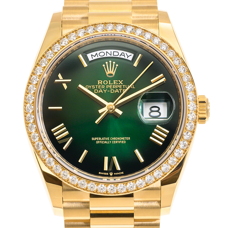Rolex Day Date Automatic 36mm Diamond Green Dial Watch M128348RBR-0068
