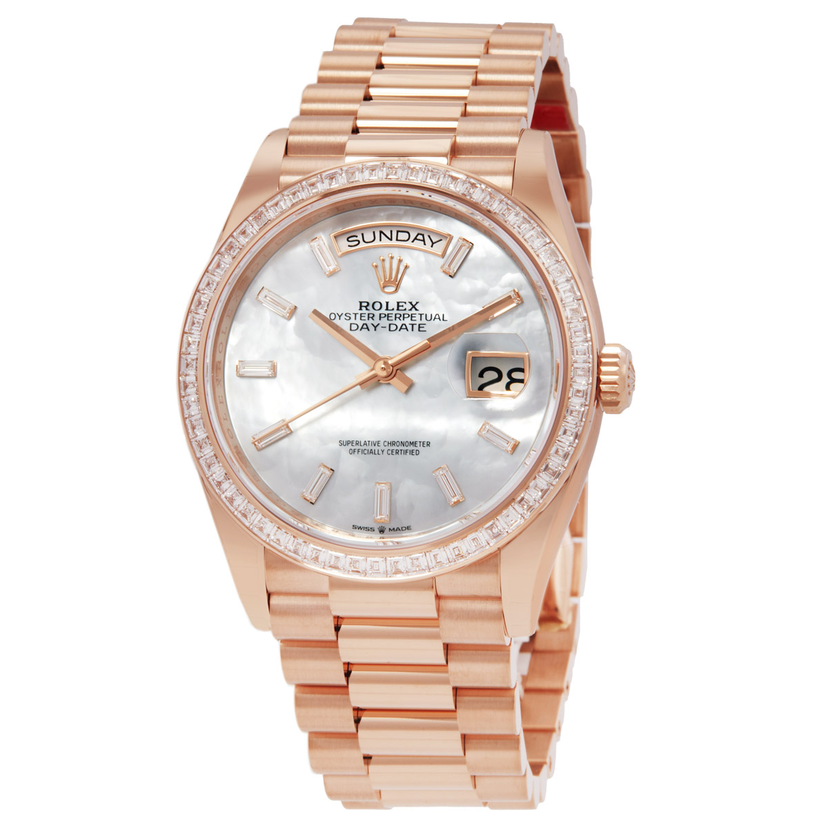 Day Date Automatic Chronometer Diamond White Dial Unisex Watch