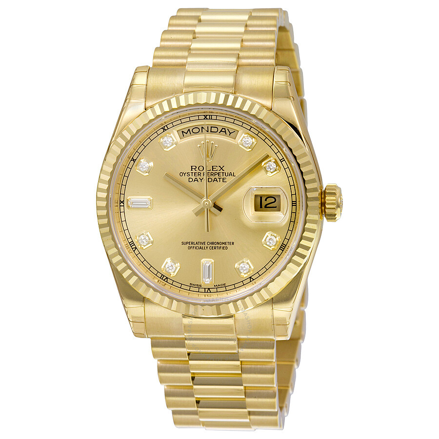 Rolex Day-Date Champagne Dial 18K Yellow Gold President Automatic Men's ...