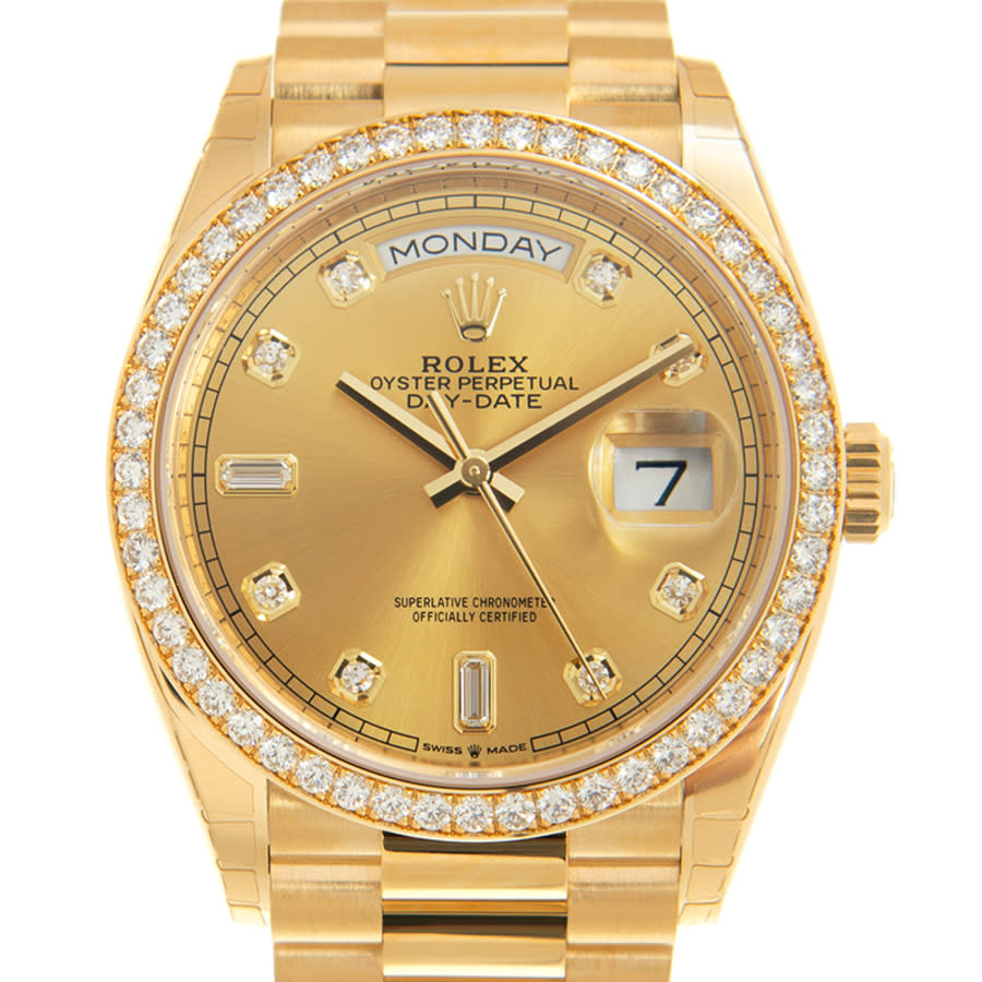 Day-Date 36 Automatic Diamond Champagne Dial 18kt Yellow Gold President Watch