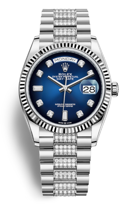 Day-Date 36 Blue Dial 18kt White Gold Diamond Set President Watch 128239BLDDP