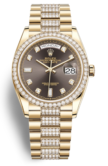 Day-Date 36 Dark Grey Dial 18kt Yellow Gold Diamond Set President Watch