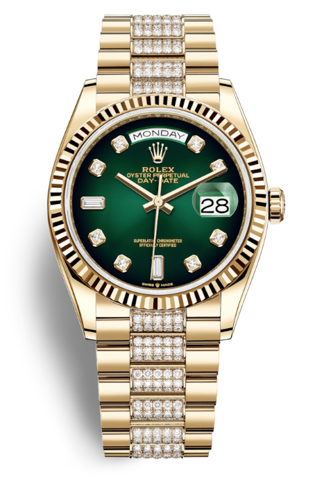 Day-Date 36 Green Dial 18kt Yellow Gold Diamond-Set President Watch 128238GNDDP