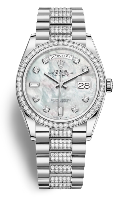 Day-Date 36 Mother of Pearl Dial 18kt White Gold Diamond Set President Watch