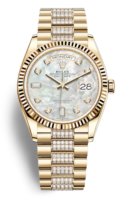 Day-Date 36 Mother of Pearl Dial 18kt Yellow Gold Diamond-Set President Watch 128238MDDP