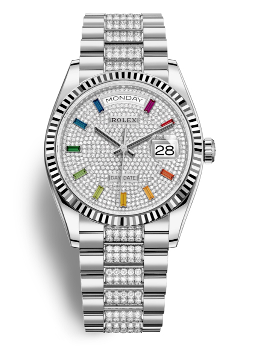 Day-Date 36 Paved Dial 18kt White Gold Diamond Set President Watch