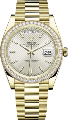 Day-Date 40 Automatic Silver Dial Men's 18kt Yellow Gold President Watch