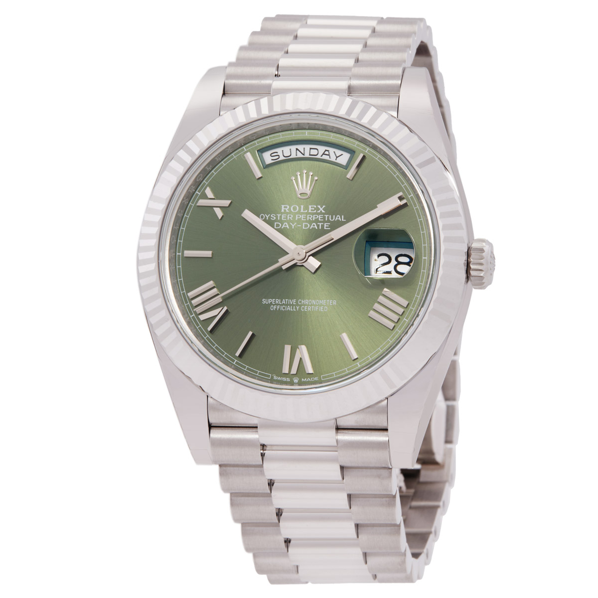 Day-Date 40 Olive Green Dial Automatic Men's Platinum President Watch