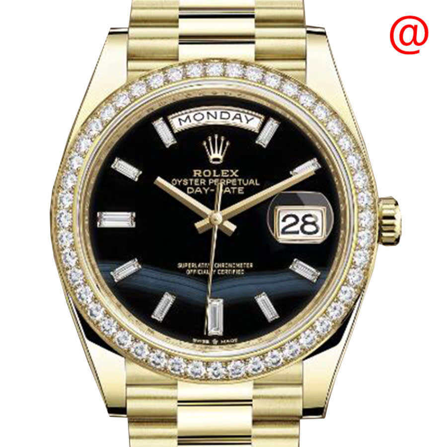 Day-Date 40 Onyx Diamond Dial 18kt Yellow Gold President Men's Watch