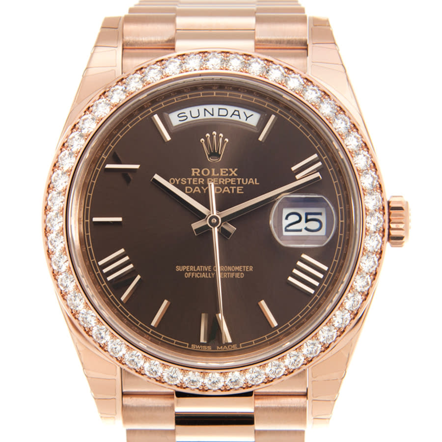 Day-Date Automatic Chronometer Diamond Brown Dial Unisex Watch