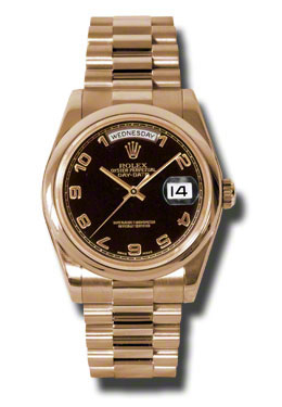 Day-Date Black Dial 18K Everose Gold President Automatic Men's Watch