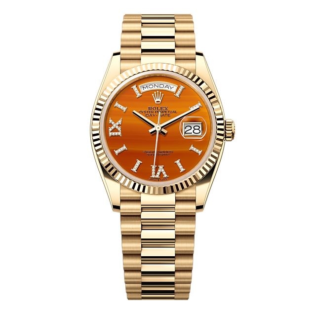 Day-Date Carnelian Dial Automatic Chronometer Diamond Unisex Watch