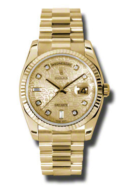 Rolex Day-Date Champagne Dial 18K Yellow Gold President Automatic Men's Watch 118238CJDP