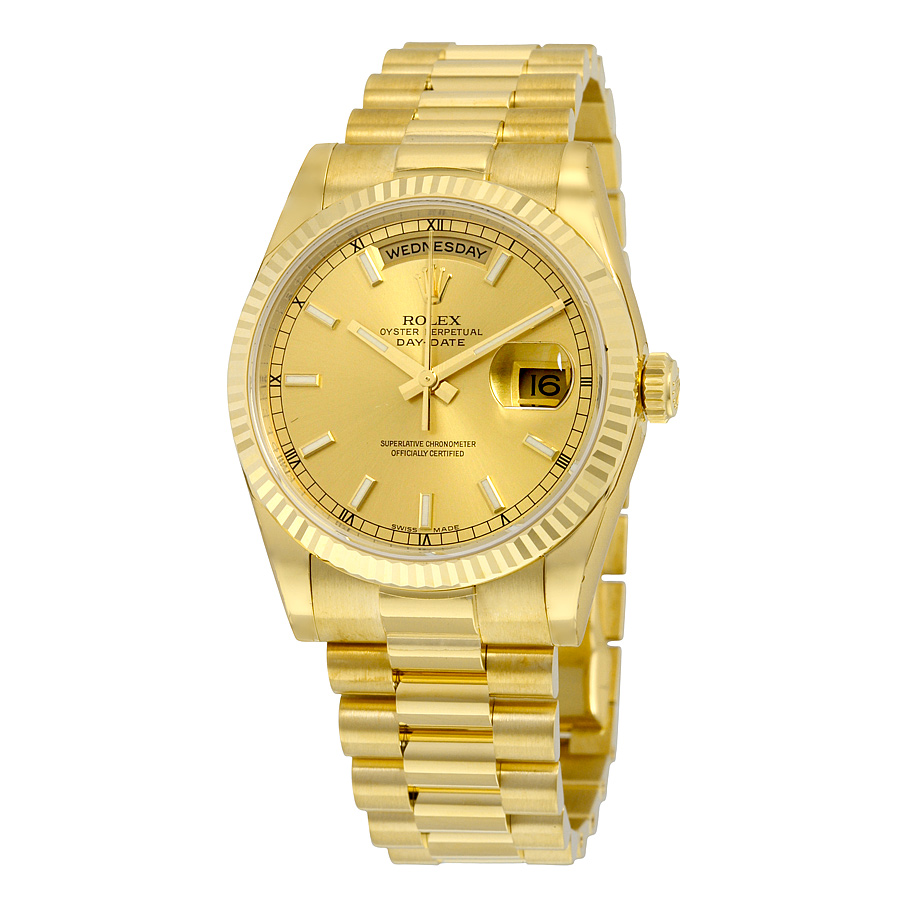 Rolex Day-Date Champagne Dial 18K Yellow Gold President Automatic