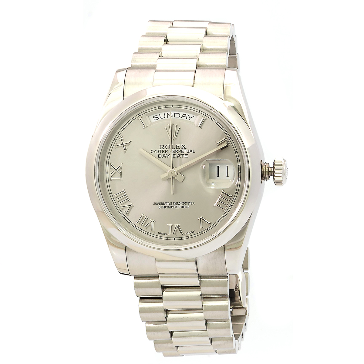 Day-Date Grey Dial Platinum President Automatic Men's Watch