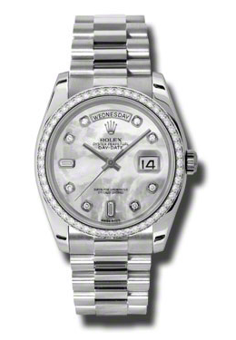 Day-Date Mother Of Pearl Dial Platinum President Automatic Ladies Watch