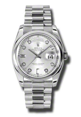 Day-Date Silver Dial Platinum President Automatic Men's Watch