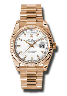 Day-Date White Dial 18K Everose Gold President Automatic Men's Watch