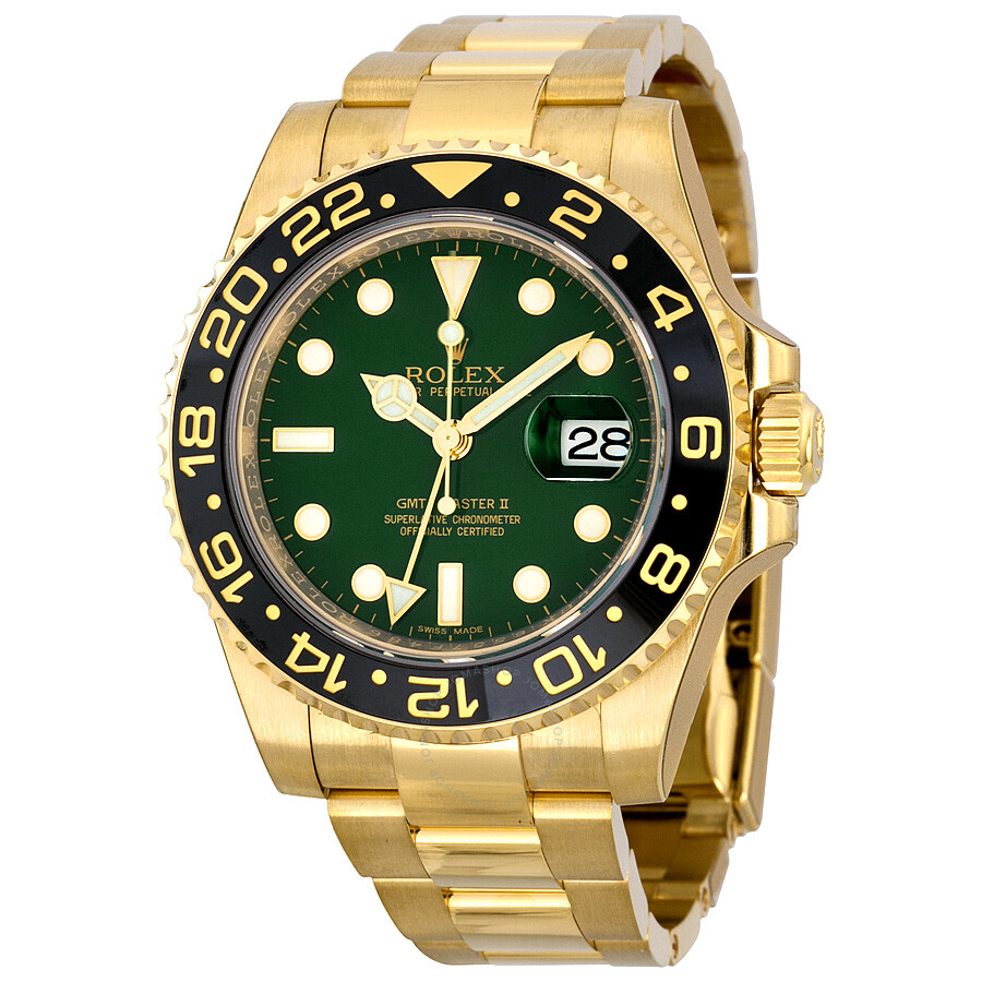 rolex gold gmt green dial