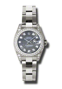 Lady Datejust 26 Black Mother of Pearl Dial 18K White Gold Oyster Bracelet Automatic Watch