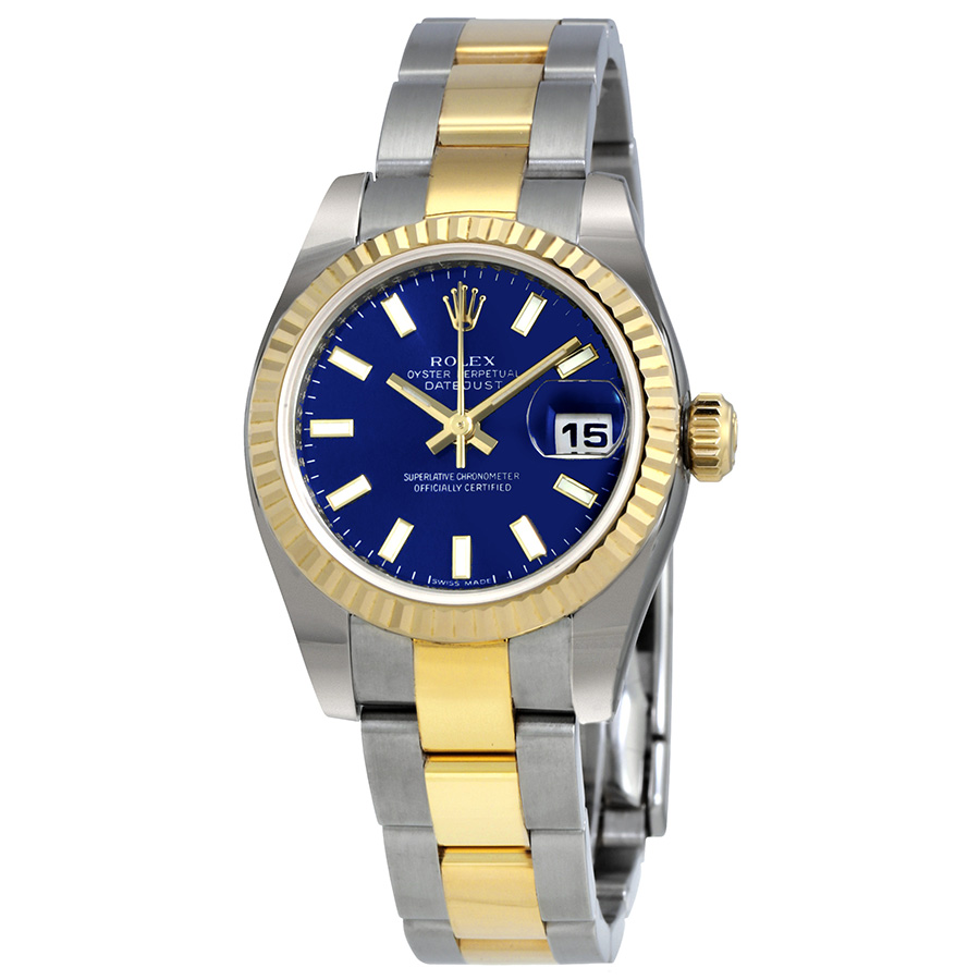 Rolex Lady Datejust 26 Blue Dial Stainless Steel and 18K Yellow Gold Oyster Bracelet Automatic Watch 179173BLSO