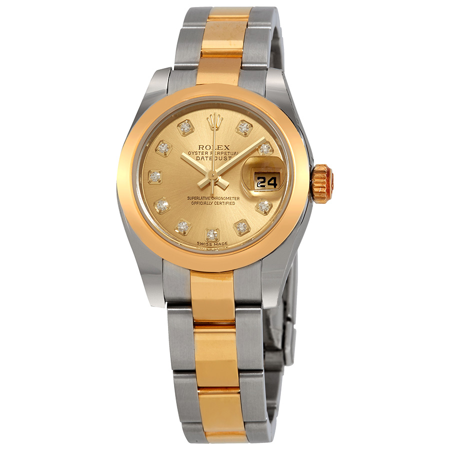 Rolex Lady Datejust 26 Champagne Dial Stainless Steel and 18K Yellow Gold Oyster Bracelet Automatic Watch 179163CDO