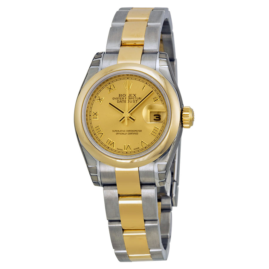 Rolex Lady Datejust 26 Champagne Dial Stainless Steel and 18K Yellow Gold Oyster Bracelet Automatic Watch 179163CRO