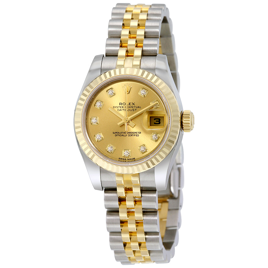 Rolex Lady Datejust 26 Gold With 10 Diamonds Dial Stainless Steel and 18K Yellow Gold Jubilee Bracelet Automatic Watch 179173CDJ