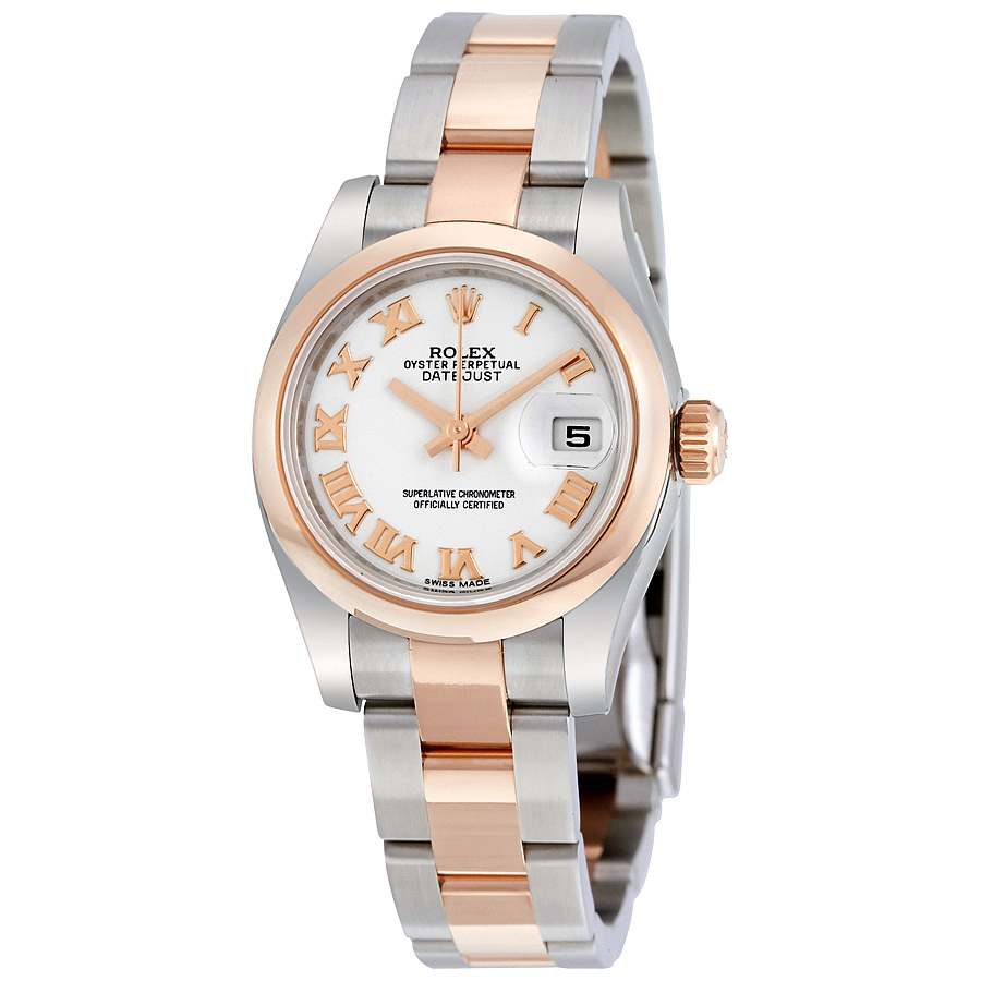 Rolex Lady Datejust 26 White Dial Stainless Steel and 18K Everose Gold Oyster Bracelet Automatic Watch 179161WRO