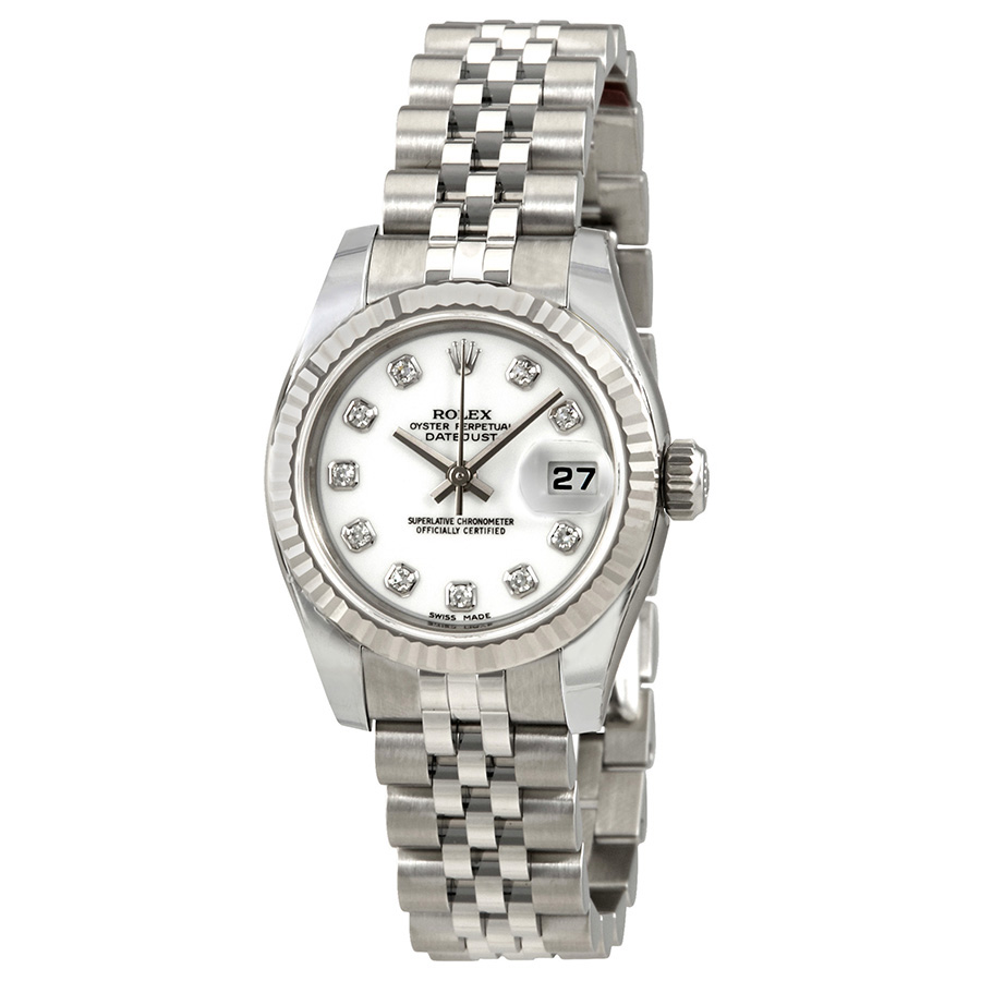 Rolex Lady Datejust 26 White With 10 Diamonds Dial Stainless Steel Jubilee Bracelet Automatic Watch 179174WDJ