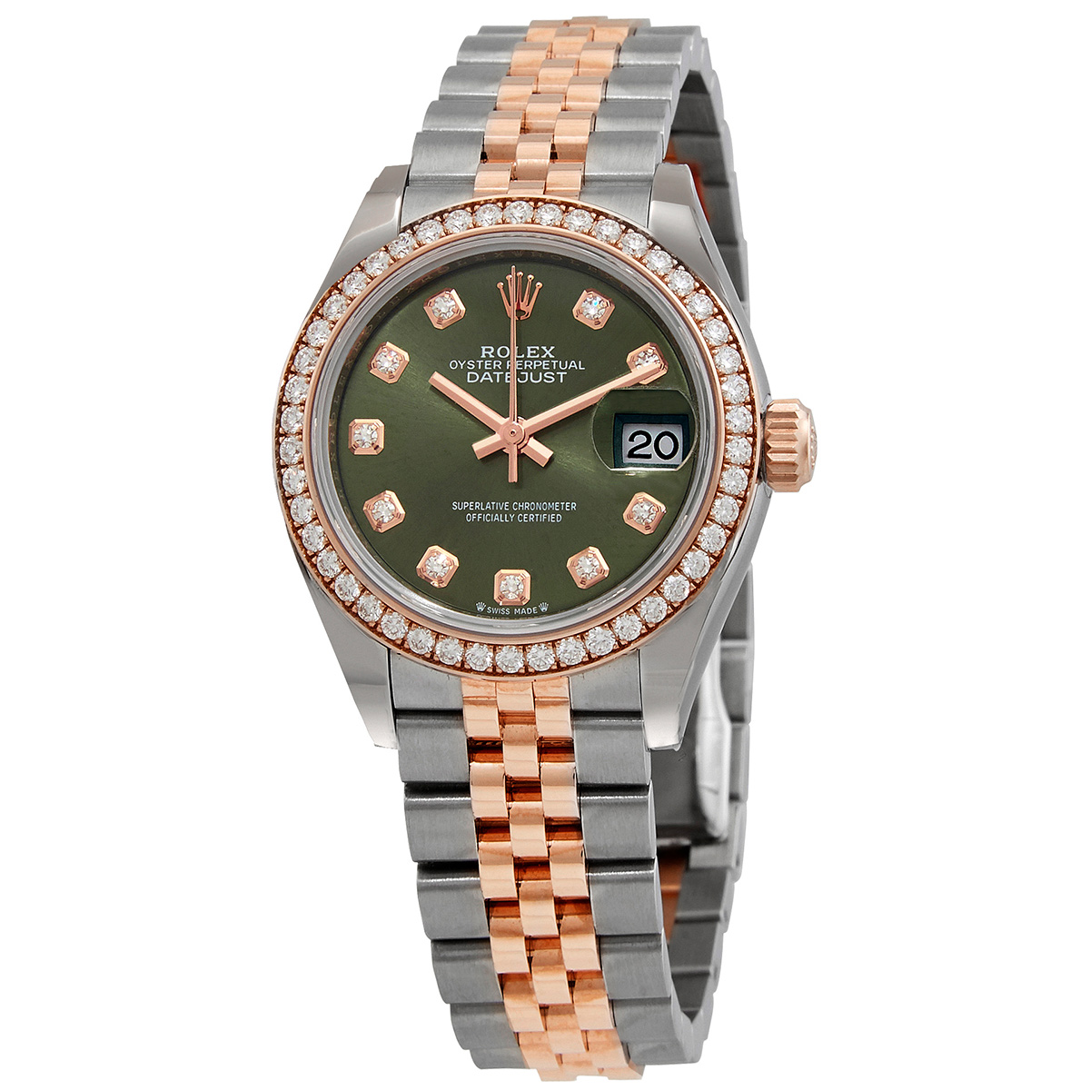 Rolex Lady Datejust 28 Automatic Diamond Green Dial Ladies Watch 279381GNDJ