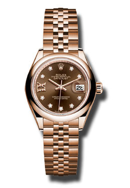 Lady Datejust 28 Chocolate Dial 18K Pink Gold Jubilee Bracelet Automatic Watch
