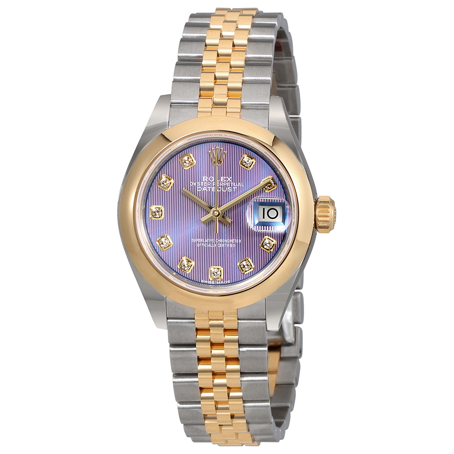 Rolex Lady Datejust 28 Lavender Dial Steel and 18k Yellow Gold Jubilee Watch 279163LVDJ