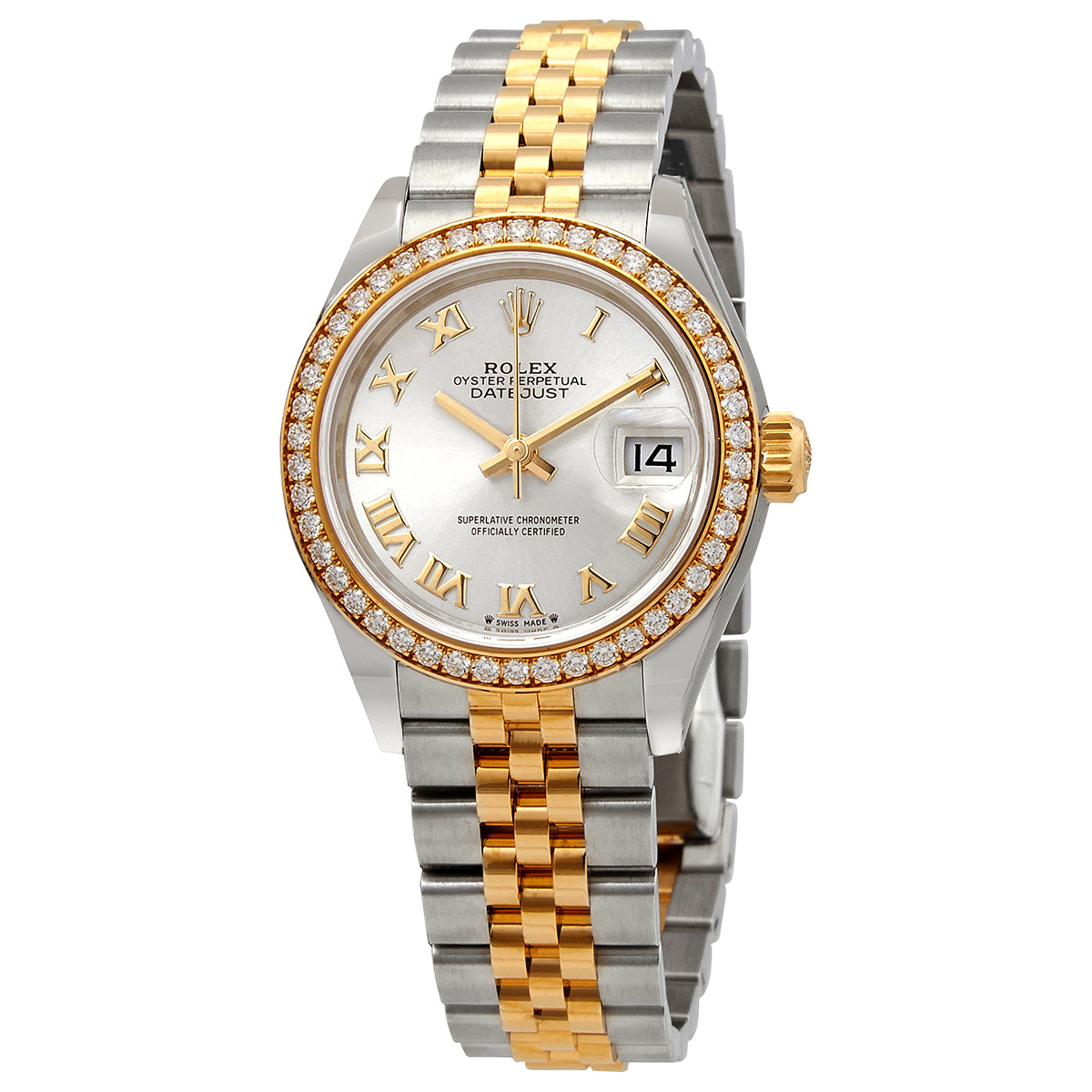 Lady Datejust Automatic Chronometer Diamond Silver Dial Watch