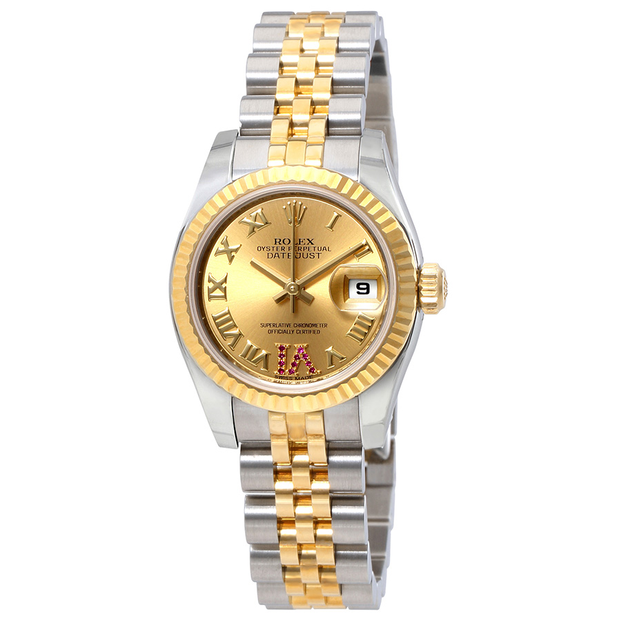 Rolex Lady Datejust Champagne Ruby Dial Automatic Watch 179173CRRJ