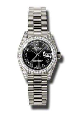 Lady-Datejust 26 Black Dial 18K White Gold President Automatic Ladies Watch