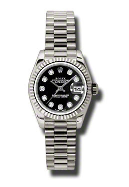 Lady-Datejust 26 Black Dial 18K White Gold President Automatic Ladies Watch