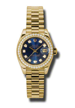 Lady-Datejust 26 Blue Dial 18K Yellow Gold President Automatic Ladies Watch