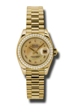 Lady-Datejust 26 Champagne Dial 18K Yellow Gold President Automatic Ladies Watch