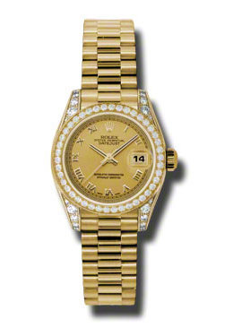 Lady-Datejust 26 Champagne Dial 18K Yellow Gold President Automatic Ladies Watch