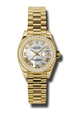 Lady-Datejust 26 Mother Of Pearl Dial 18K Yellow Gold President Automatic Ladies Watch