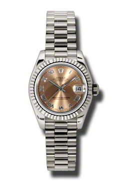 Lady-Datejust 26 Pink Dial 18K White Gold President Automatic Ladies Watch