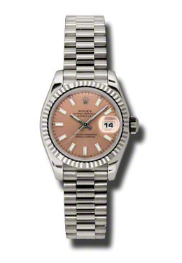 Lady-Datejust 26 Pink Dial 18K White Gold President Automatic Ladies Watch