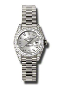 Lady-Datejust 26 Silver Dial 18K White Gold President Automatic Ladies Watch