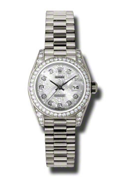 Lady-Datejust 26 Silver Dial 18K White Gold President Automatic Ladies Watch