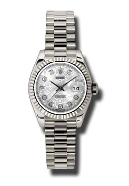 Lady-Datejust 26 Silver Dial 18K White Gold President Automatic Ladies Watch