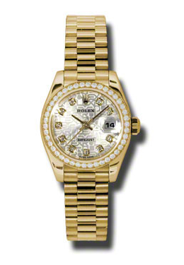 Lady-Datejust 26 Silver Dial 18K Yellow Gold President Automatic Ladies Watch