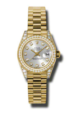 Lady-Datejust 26 Silver Dial 18K Yellow Gold President Automatic Ladies Watch