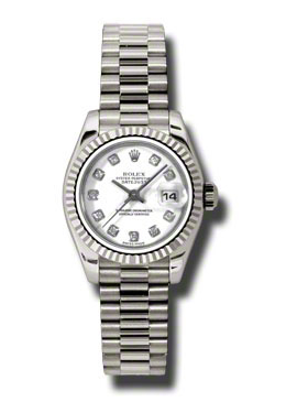 Lady-Datejust 26 White Dial 18K White Gold President Automatic Ladies Watch